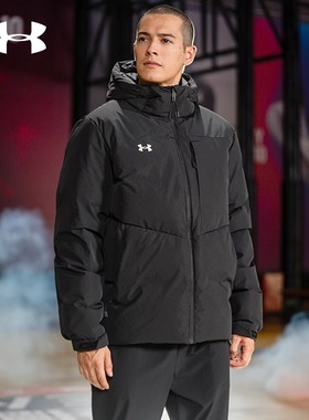 安德玛羽绒服男士冬季新款短款防风保暖夹克外套连帽白鸭绒上衣女