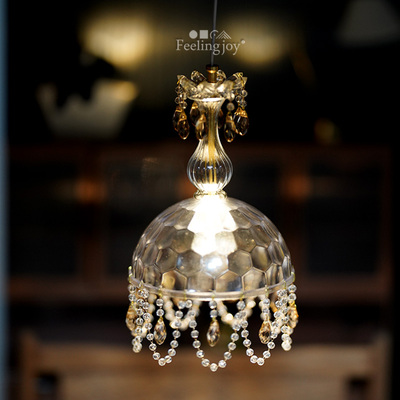 6-3分微缩bjd娃用Blythe迷你娃屋场景道具法式黄铜复古水晶小吊灯