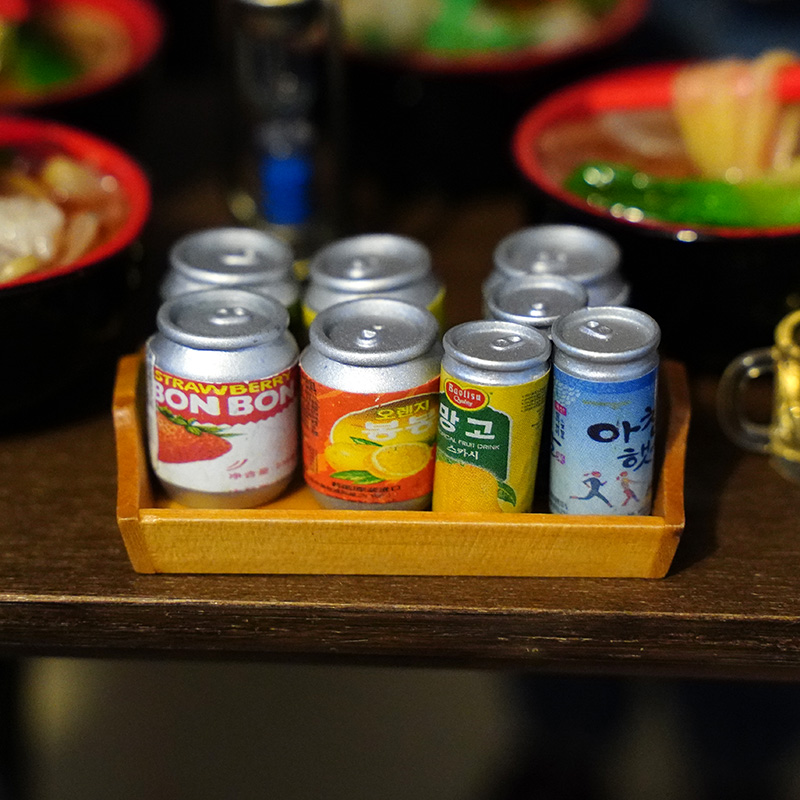 娃屋场景食玩配件饮料果汁易拉罐