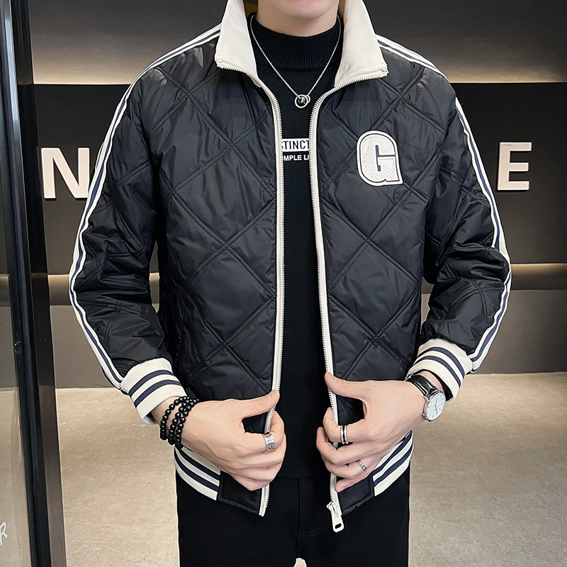 SEABASS 겨울 다이아몬드 격자 무늬 경량 다운 재킷 남자 2022 새로운 트렌디 화이트 오리 다운 따뜻한 재킷