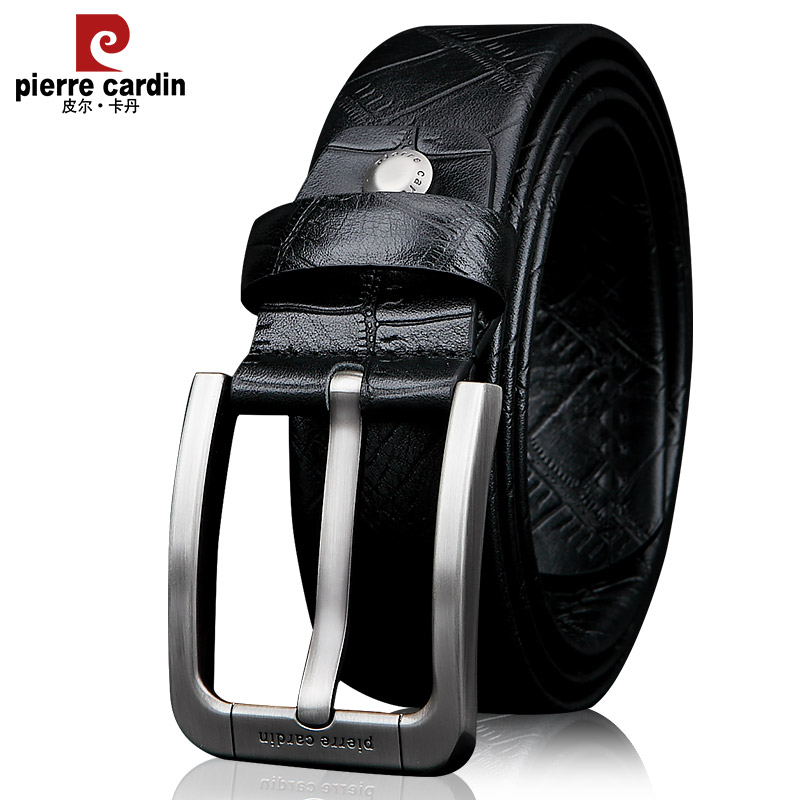 皮尔卡丹整张牛皮皮带针扣韩版纯