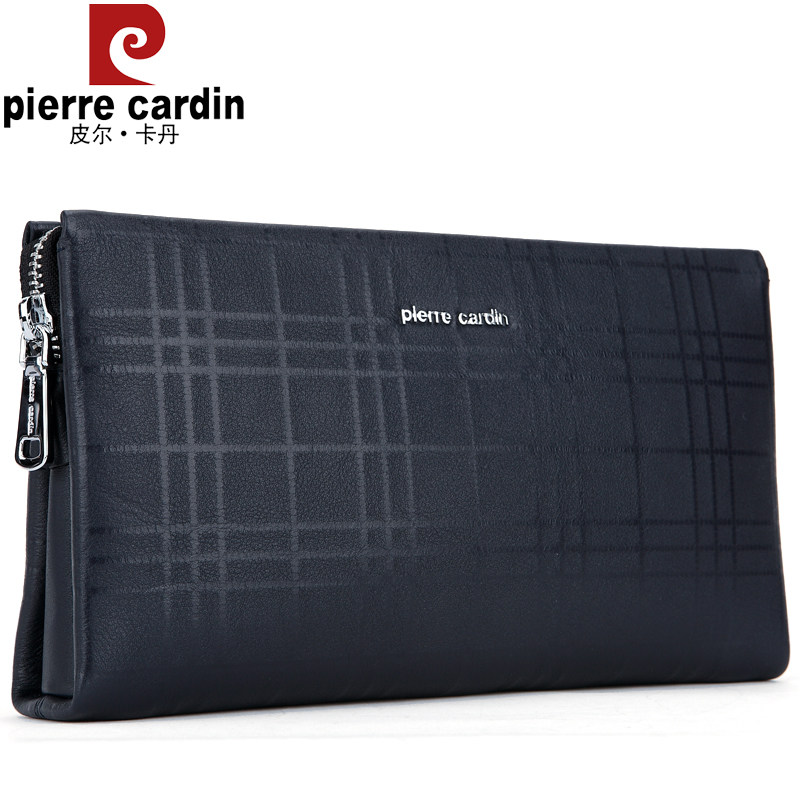 皮尔卡丹男士手包真皮大容量软牛皮商务男包手抓包拉链手拿包钱包