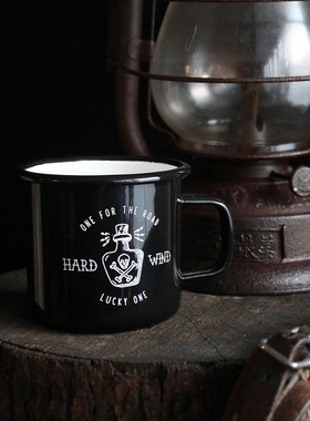 Hardwind罡风制造美式复古Old School黑色幽默搪瓷杯咖啡杯马克杯