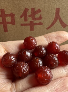 老库存天然玛瑙老料满工回纹珠散珠配珠diy手工配饰