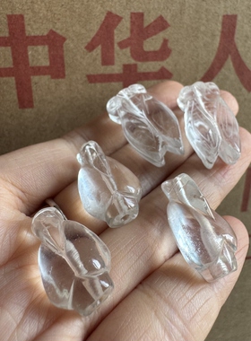库存近几十年天然白水晶翁仲玉蝉挂件diy吊坠玉佩料子润单个价