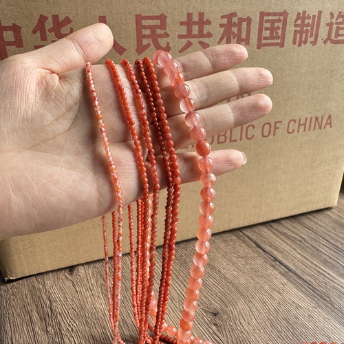 老库存近一二十年天然无优化南红珠串小米珠单串价