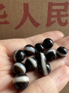 老库存几十年一线天珠玛瑙配珠散珠单珠diy 配饰圆珠