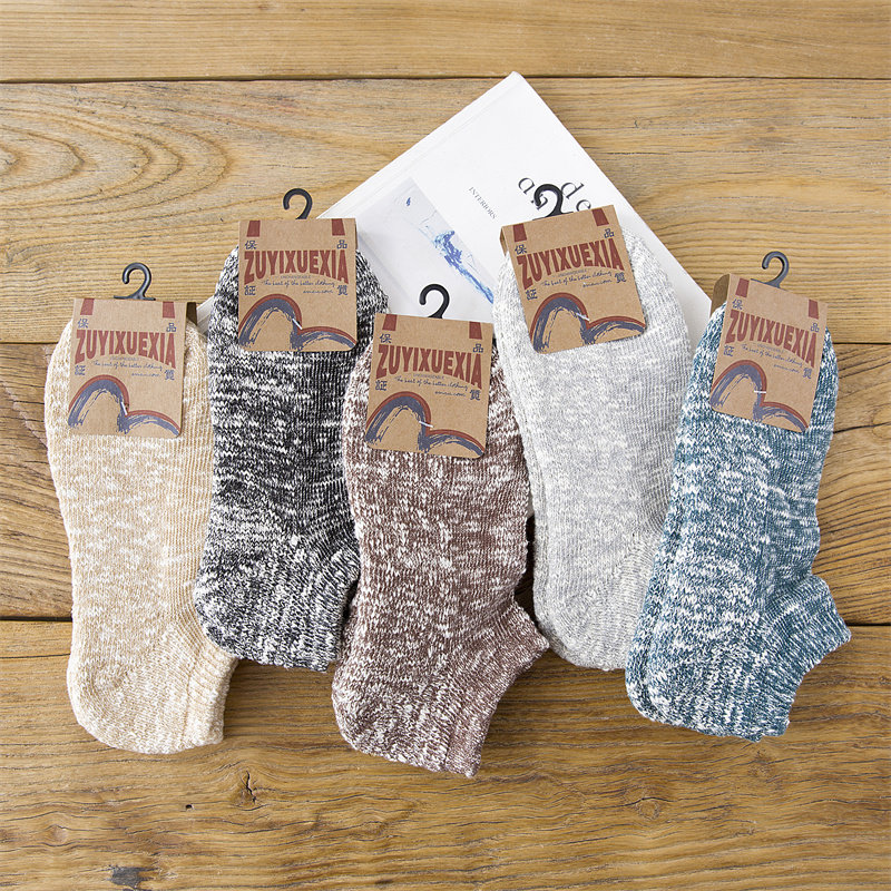 纯棉袜子男船袜春秋粗线袜子复古民族风短袜加厚毛巾底秋冬全棉袜,女士内衣/男士内衣/家居服,船袜,淘宝优惠券,粉丝福利购,淘宝优惠卷