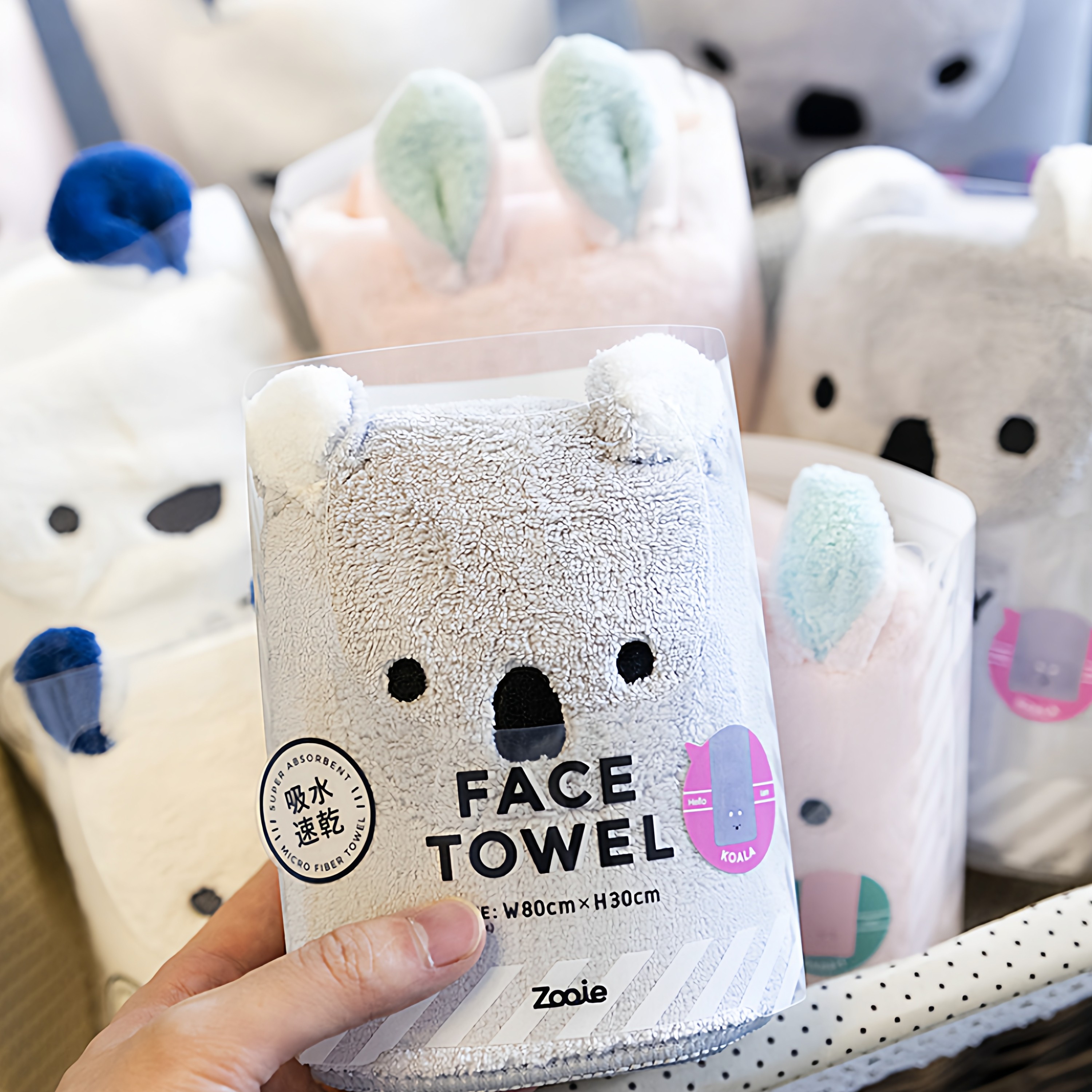日本进口zooie考拉兔子北极熊吸水速干柔软可爱儿童干发毛巾浴巾