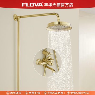 丰华卫浴法式拉丝铜恒温淋浴花洒