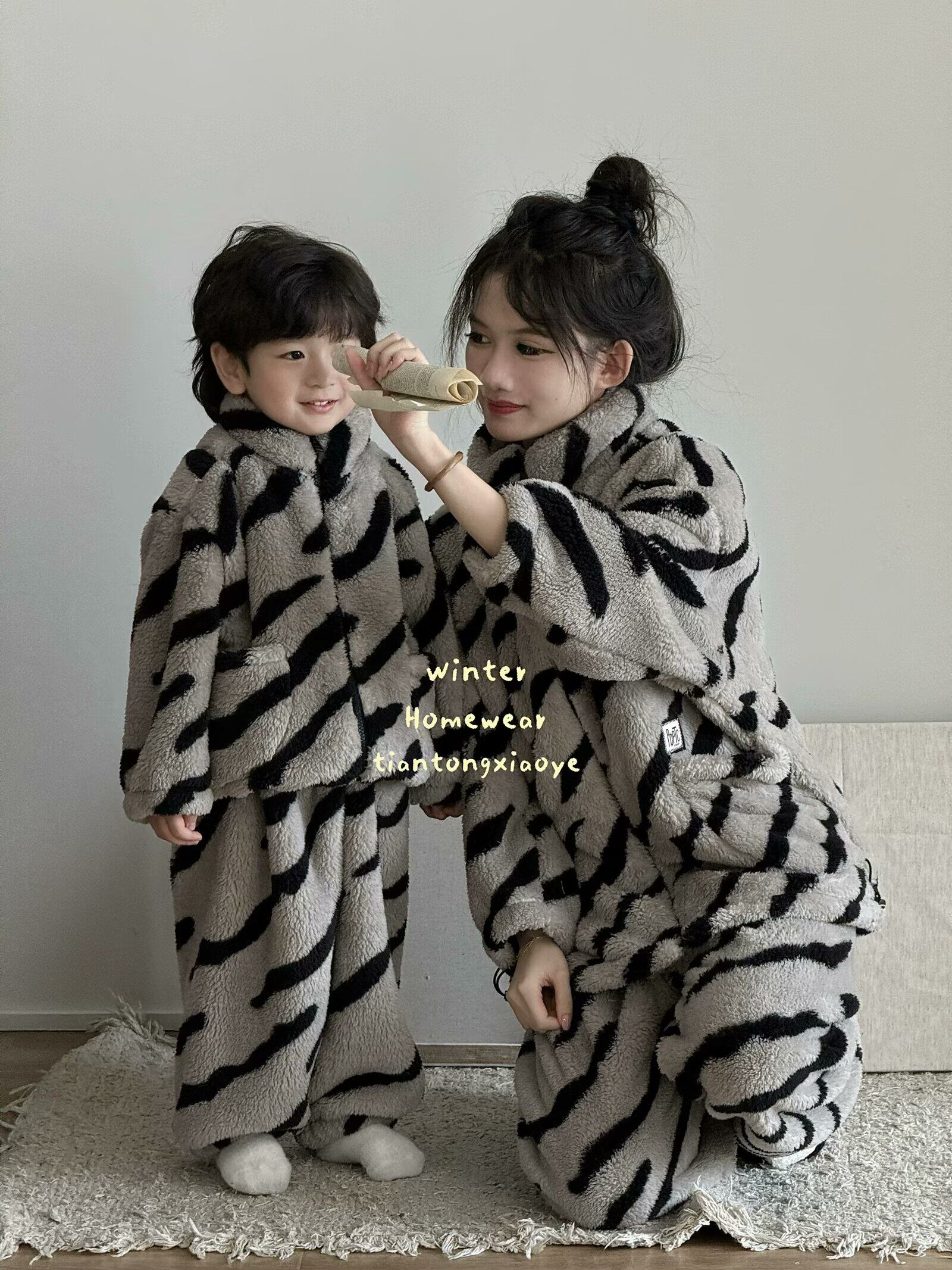 希贝潮品儿童加绒保暖睡衣男女家居服套装宝宝舒棉绒亲子装两件套,童装/婴儿装/亲子装,家居服套装,淘宝优惠券,粉丝福利购,淘宝优惠卷