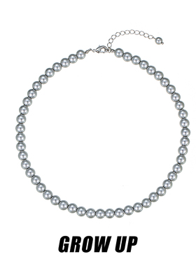GROW UP灰色小米珍珠项链女倪妮同款大溪地黑色毛衣链2023爆款
