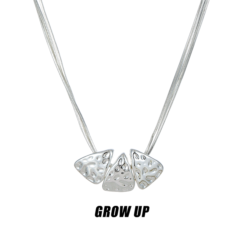 【GROWUP】原创设计光影美感系列三角碎银熔岩项链轻奢小众高级感