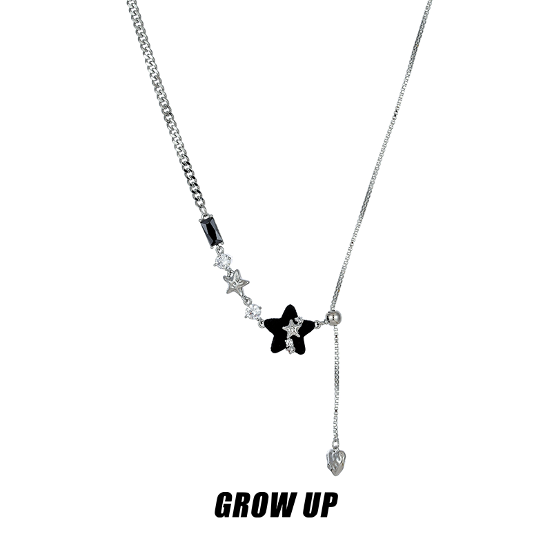 GROWUP暗夜星辰黑色星星项链