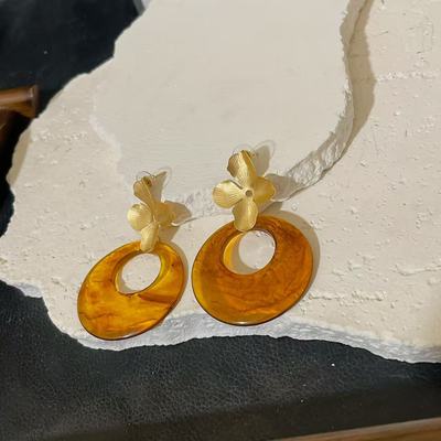 复古夸张花朵树脂耳环
