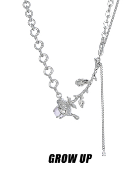 【GROWUP】原创设计紫色玫瑰甜辣项链女轻奢小众气质高级感锁骨链