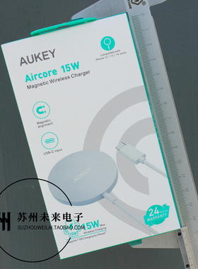 AUKEY磁吸充15W无线充1米线长适用于苹果12-16无线充7.5W 安卓15W