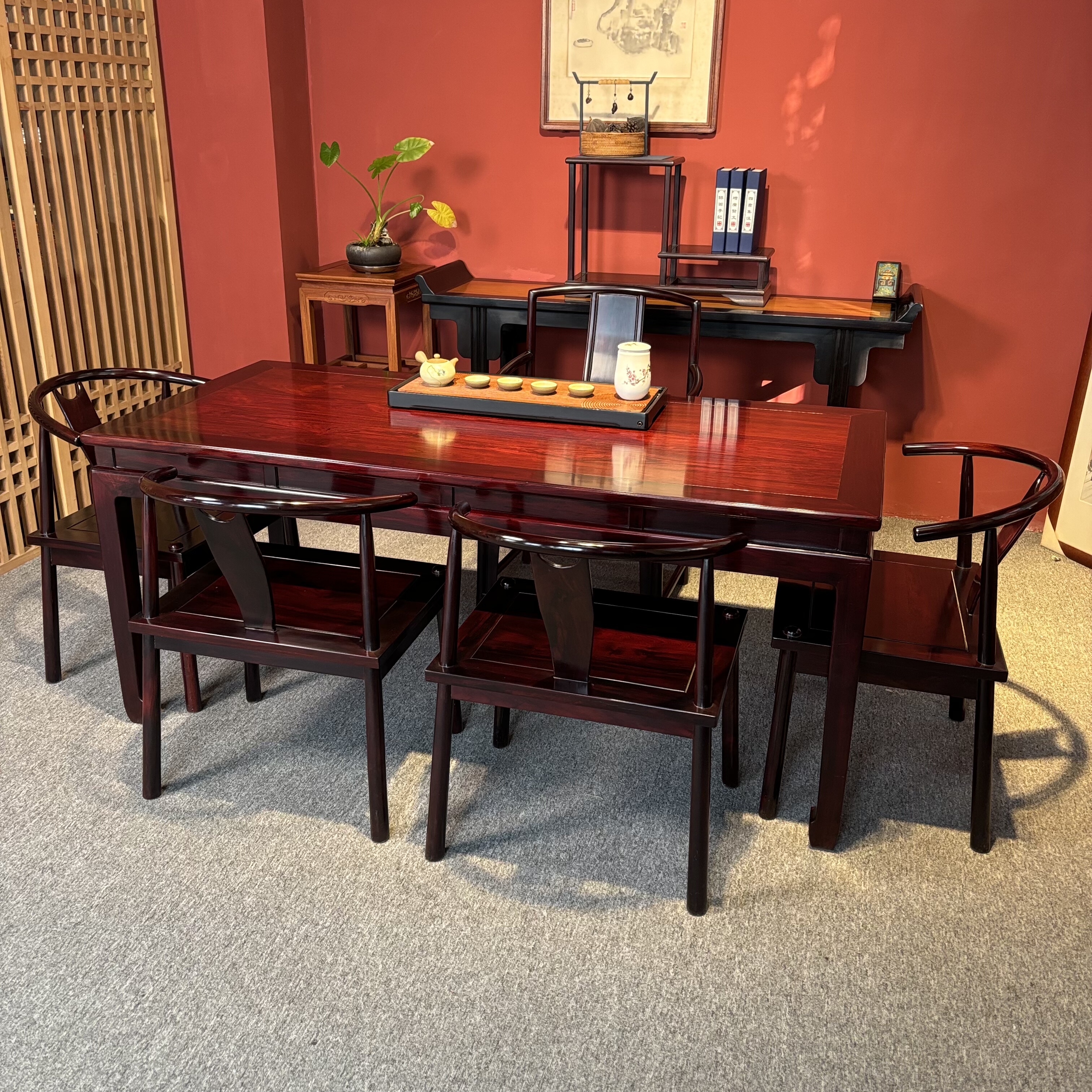 中式明清古典功夫茶桌会客多人位简约时尚商务休闲茶桌椅茶台家具