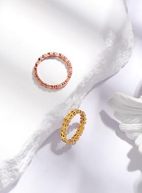 欧美时尚钱币符合镂空钛钢戒指女