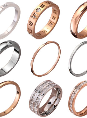 欧美热款钛钢满钻锆石戒指18k