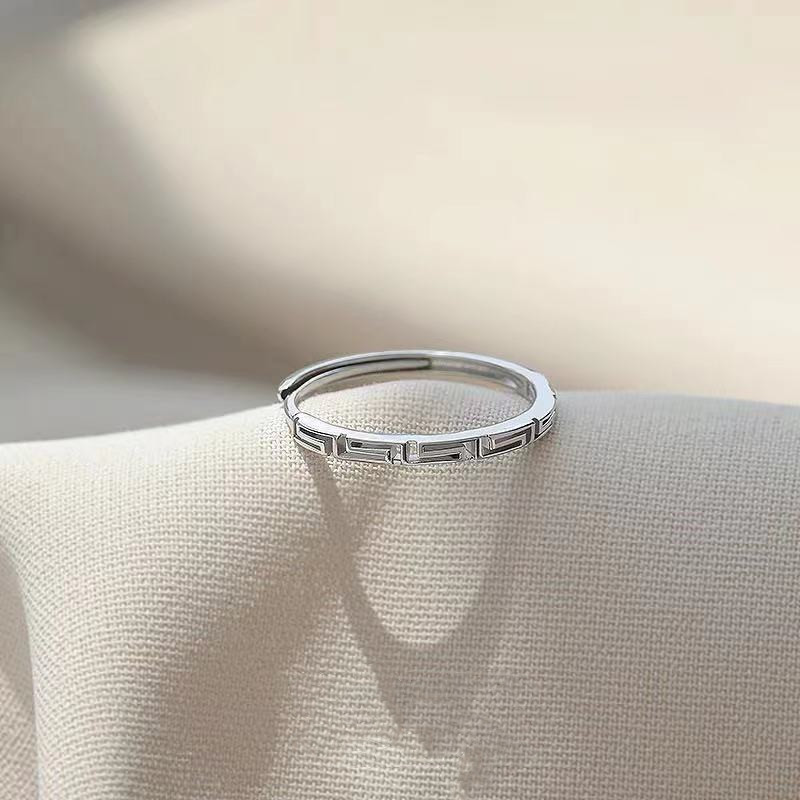 森系回纹线条叠口戒指ring女简约ins潮人冷淡风食指戒指ring质感