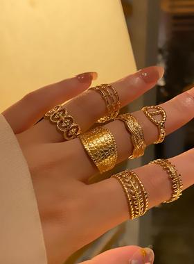 亚马逊wish爆款钛钢开口调节戒指