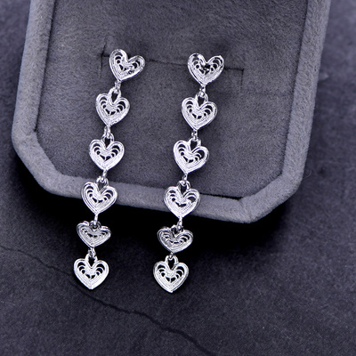 999纯银耳环爱心蝴蝶银珠精致时尚轻奢国风网红优雅气质防过敏仙