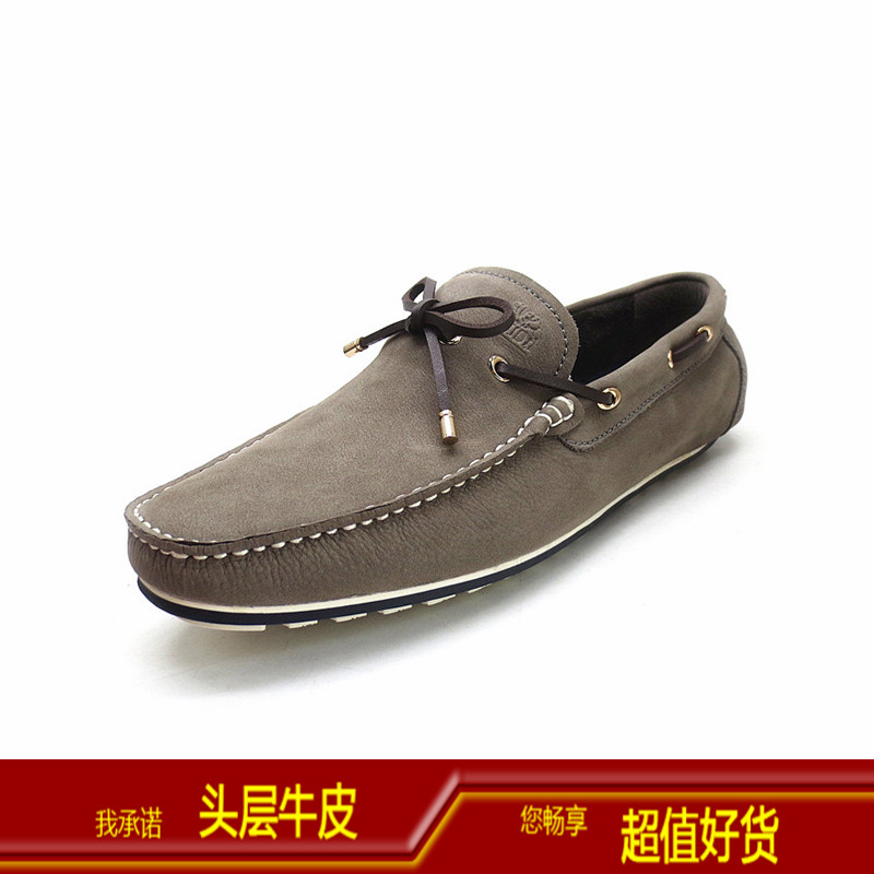 品牌男鞋头层牛皮春秋款真皮套脚缝线豆豆鞋乐福鞋软皮软底男单鞋