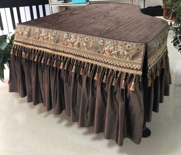 欧式三角钢琴罩高档奢华布艺防尘罩轻奢钢琴套全罩北欧钢琴布盖巾