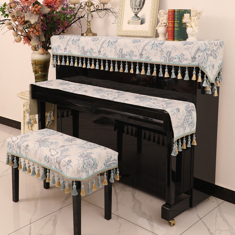 高端大气美式钢琴罩轻奢高档半罩钢琴防尘布盖布法式琴套罩雅马哈