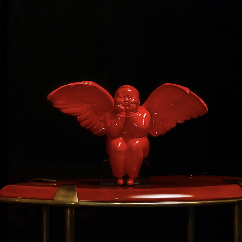 稀奇艺术《彩虹天使》手工玻璃钢天使摆件家居饰品结婚礼物送新人