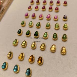 足金999天然糖果色碧玺葫芦串珠手串手链配件配饰6-7mm