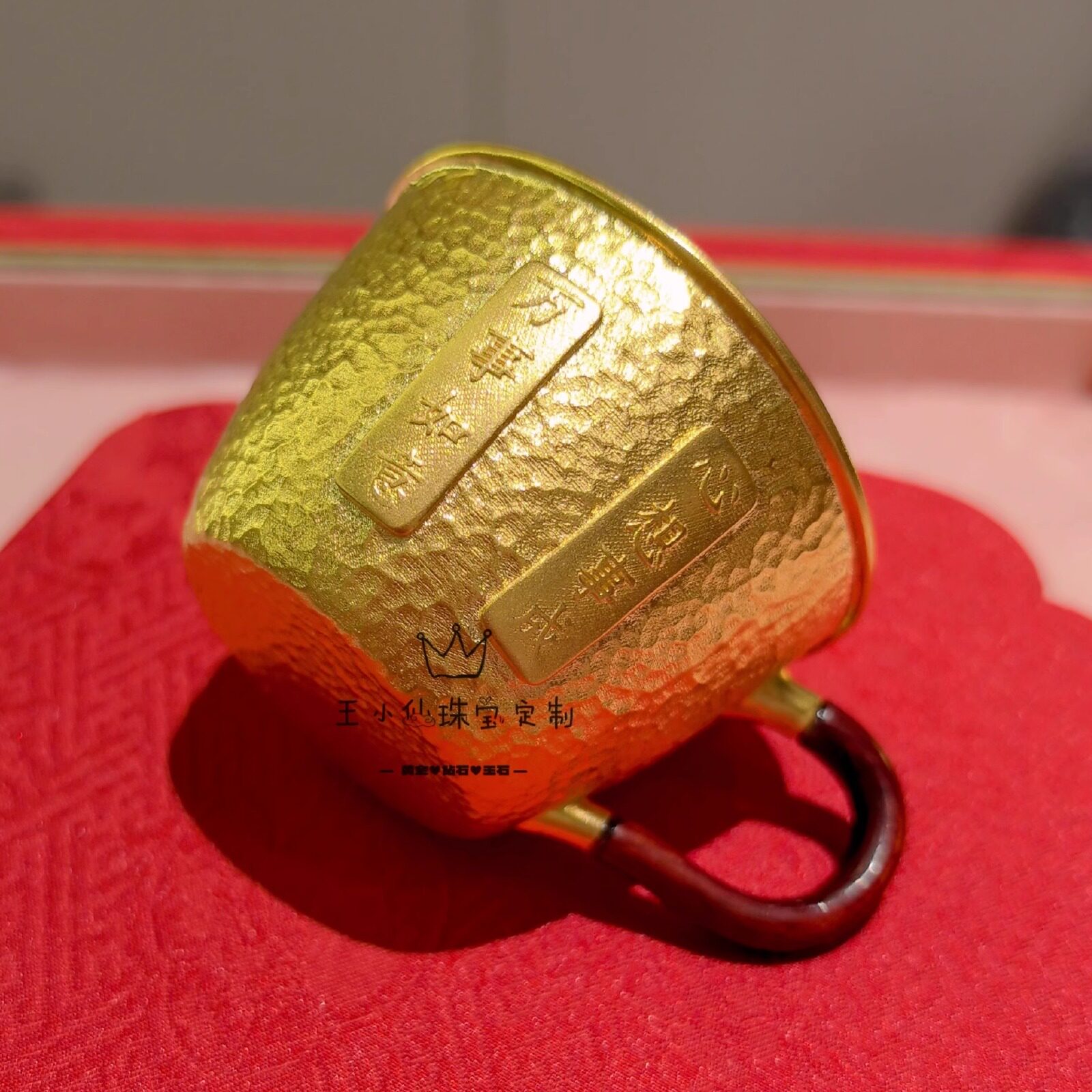 足金999传承古法金锤纹老钱风黄金茶杯高档茶具摆件纯金茶具