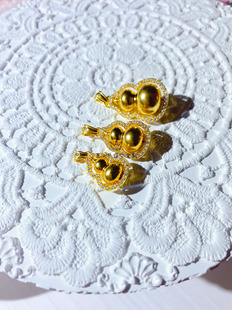 999足金传承古法金点钻工艺双面镶嵌莫桑黄金葫芦福禄吊坠大号