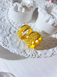 999足金传承古法金手工花丝编织宽边黄金戒指情侣戒指纯金指环