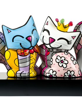 高宝Goebel限量版Romero Britto骨瓷情侣猫瓷像摆件创意礼物