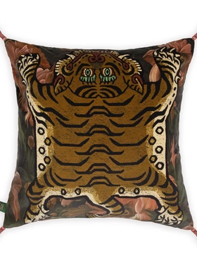 英國制 House Of Hackney 老虎流苏大背墊 大抱枕 黑色60x60cm