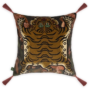 英國制 House Of Hackney 老虎流苏大背墊 大抱枕 黑色60x60cm