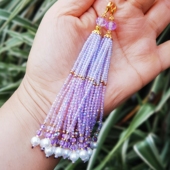 浅紫色尖晶流苏穗子diy手工串珠仙女紫米珠流苏汉服发簪古风配件