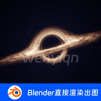 黑洞动画宇宙太空时空扭曲引力Blender场景模型2081
