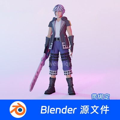 最终幻想游戏角色男战士Blender模型603