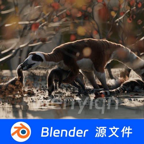 Blender恐龙中华龙鸟场景模型2460