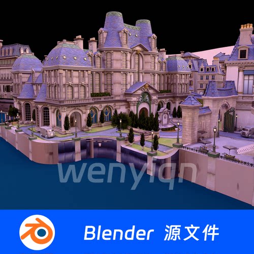 城堡童话皇宫中世纪欧洲古堡城市城镇小镇Blender场景模型2133