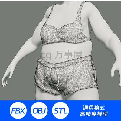 3D模型三维写实胖子胖女人肥宅肥胖宅女邋遢女人中年人女子323