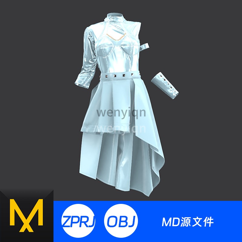 Clo3D模型建模源文件衣服MD服装女装裙子连衣裙457