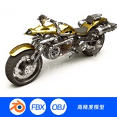 3D模型三维素材摩托未来概念机车科技老式 复古古董哈雷越野 975