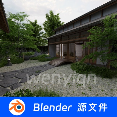 日本古风客厅沙发日式房间国风卧室Blender场景模型2544