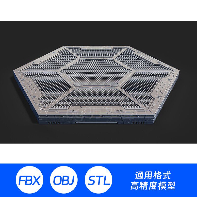 3D模型科幻地台obj未来底座FBX机械机甲c4d展台展示科技A90