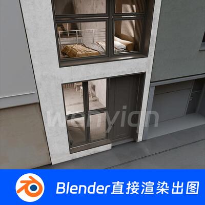 复式公寓室内别墅Blender场景模型1705
