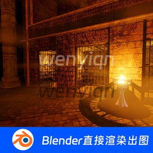 地牢万圣节昏暗废弃城堡牢房中世纪Blender场景模型1246